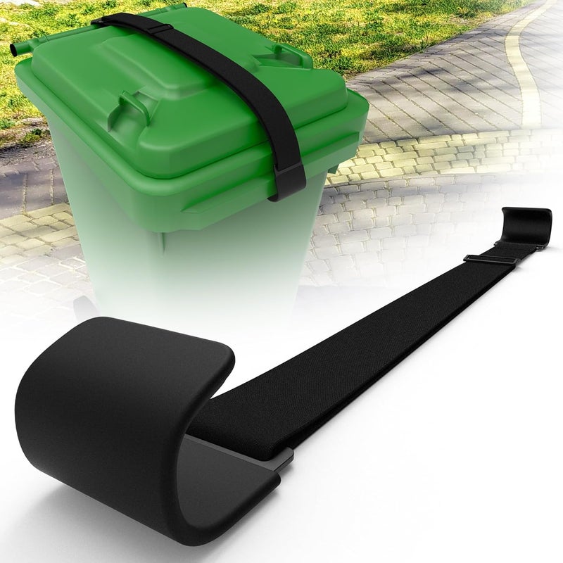Gadgetzan 1 Pack Metal Double Claw Trash Can Lid Lock for Animals,Outdoor Trash Can Lock Straps for Raccoons,Bungee Cord Garbage Bin Lock for Bear Proof,Prevent Racoon and Wind from Trash Bin（Black) - Image 1
